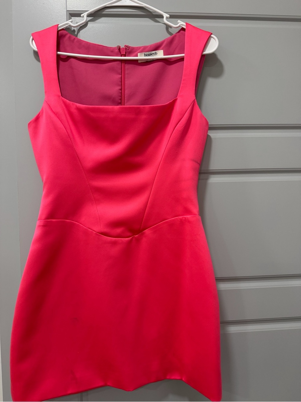 House of CB Vibrant Pink Square-Neck Mini Dress